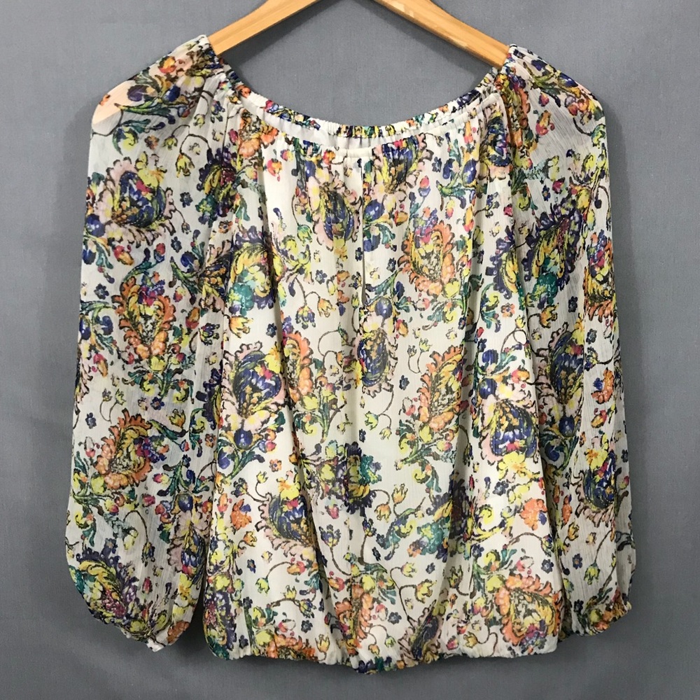 Philosophy Cream Floral Boho Blouse Sz S